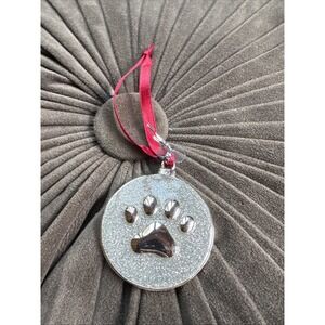 HARVEY LEWIS PAW PRINT ORNAMENT Silver Toned Sparkle Elegant NWOT